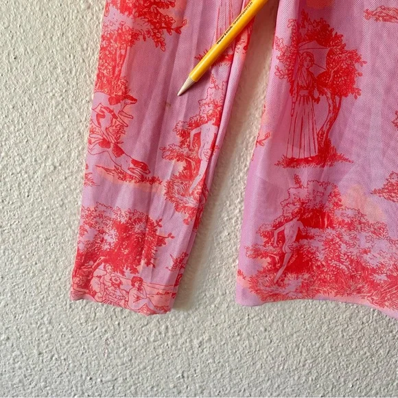 Rachel Antonoff Taffy Batter MANHUNT Lillian Pink/Red Mesh Knit Top Size Large - Picture 11 of 16